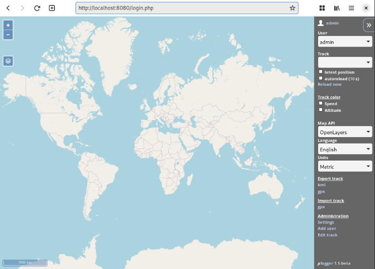 A screenshot showing the console screen for ulogger.