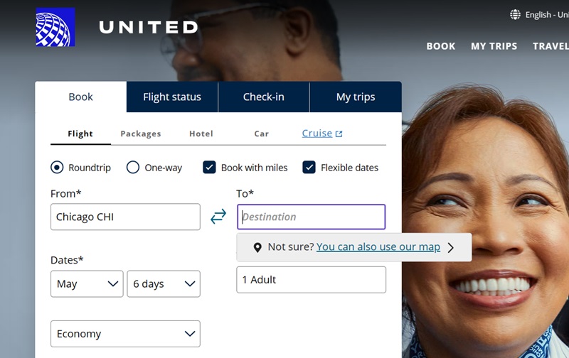 Booking directly from the United Airline website. (Source: United.)