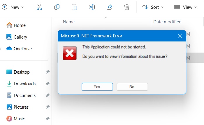 This Application Could Not Be Started as part of .NET Framework errors. 