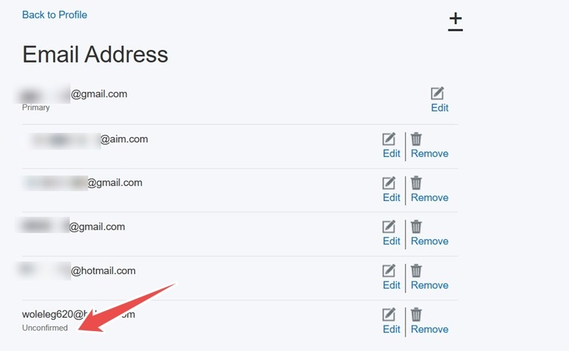 Click Unconfirmed in the list of email addresses added to PayPal.