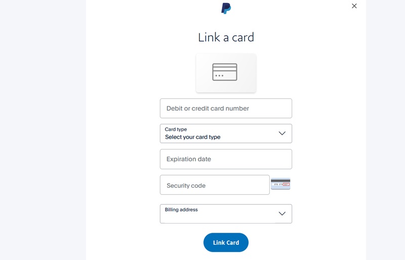 Enter a credit card manually in PayPal.