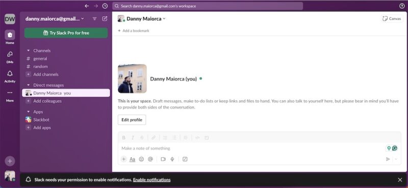 The Slack user interface