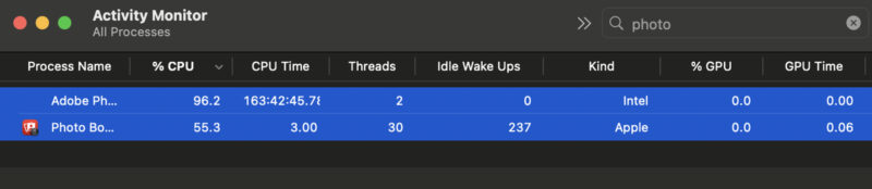 Activity Monitor Search Bar