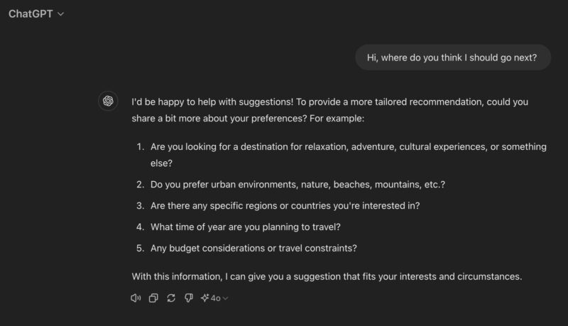 Ai New Travel Destinations