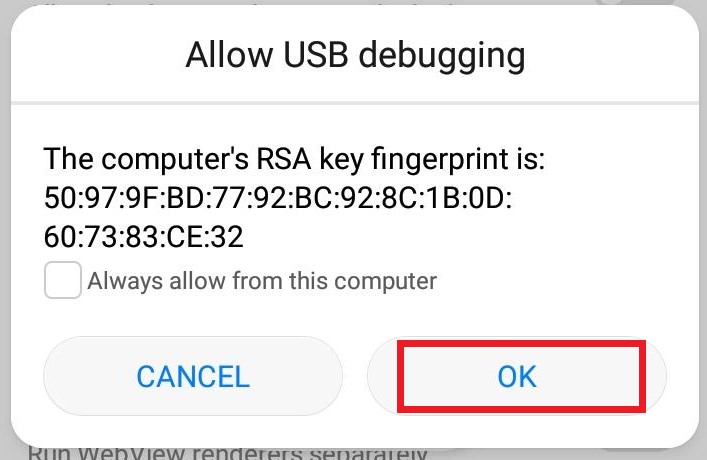 Allow USB Debugging