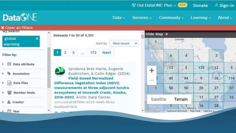 Researching global warming on DataONE.