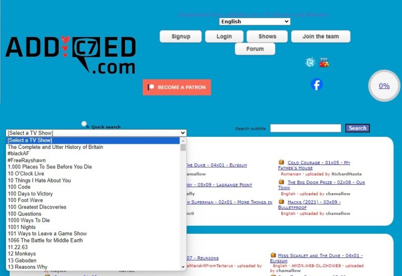 Looking through Addic7ed to download subtitles for the latest TV shows.