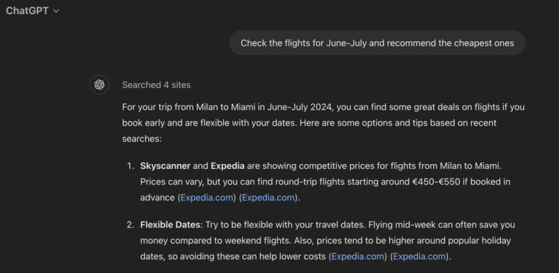 Chatgpt Recommending Flights