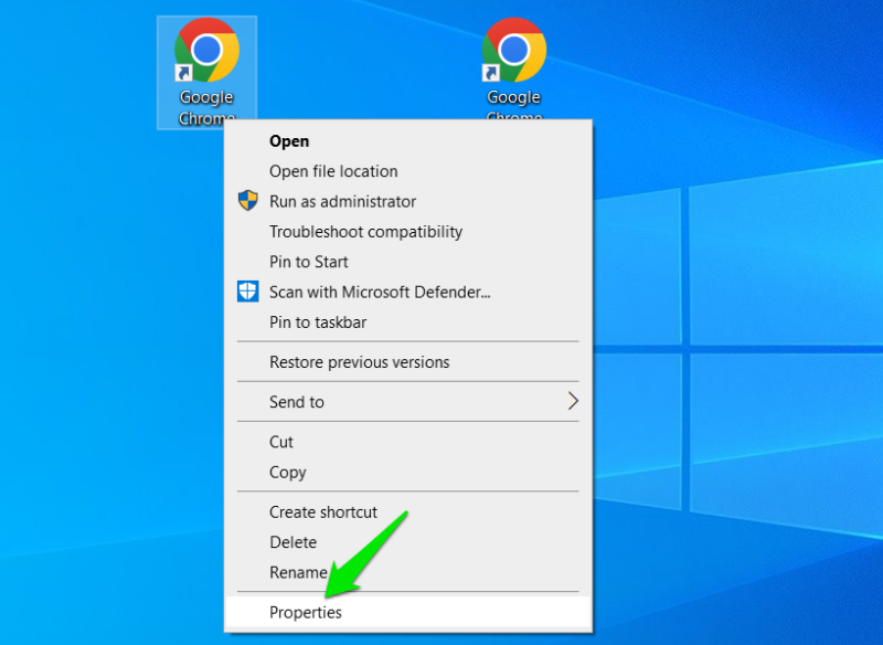 Chrome Icon Properties