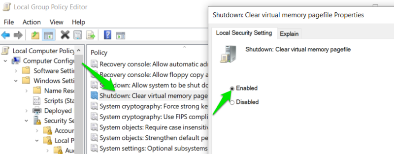 Clear Virtual Memory Shutdown