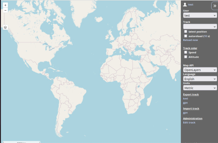 A screenshot of ulogger's default interface.