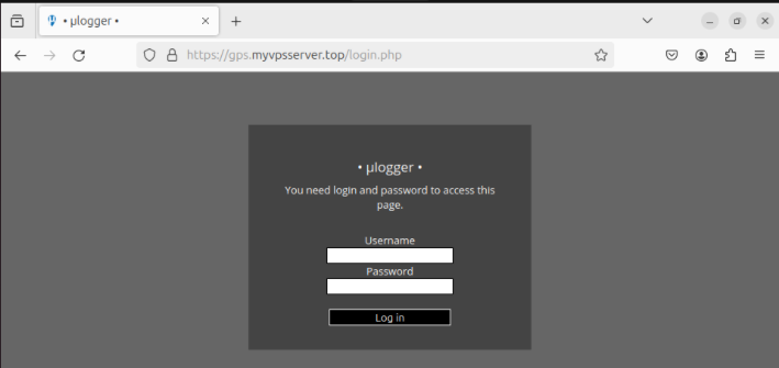 A screenshot showing the ulogger login screen.