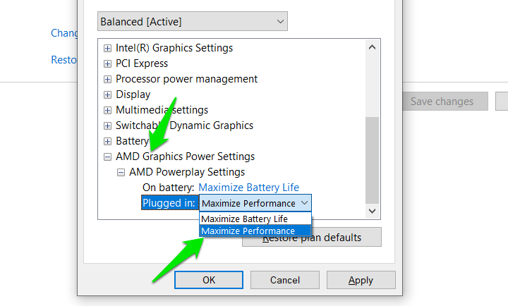 Dedicated Graphics Settings