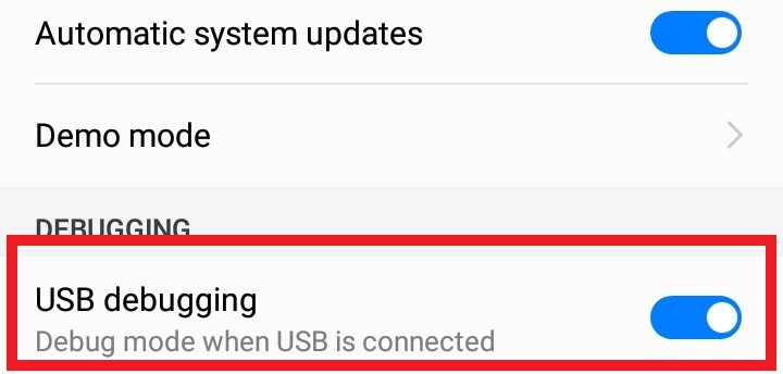 enable Developer options and USB debugging