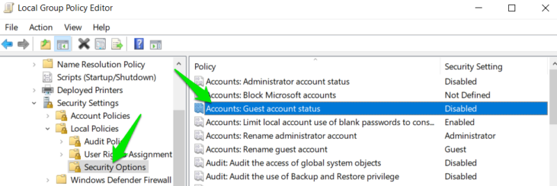 Disable Guest Account