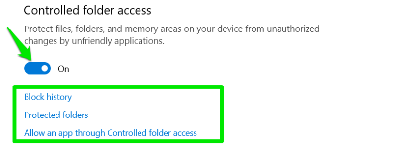 Enable Controlled Folder Access