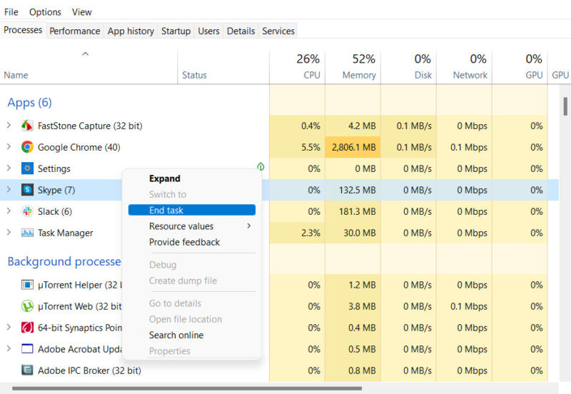 End Task In Task Manager