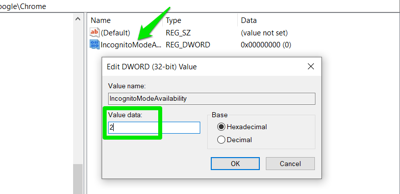 Force Incognito Mode Windows Registry