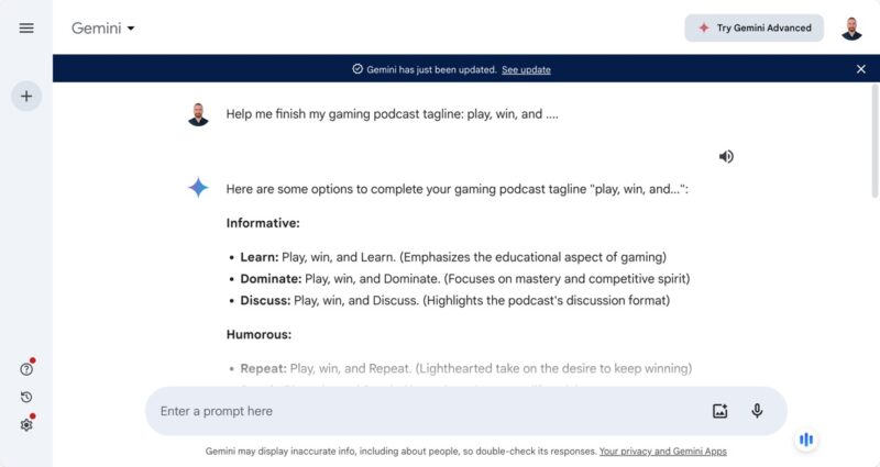 Gemini Free Use Example