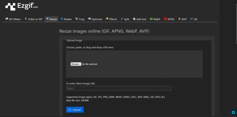 EzGif app interface overview.