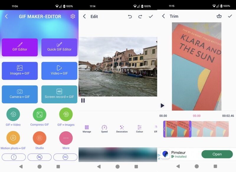 GIF Maker, GIF Editor app interface overview.
