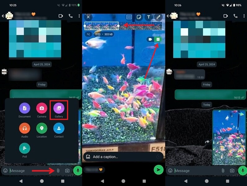 Creating a GIF in WhatsApp. 