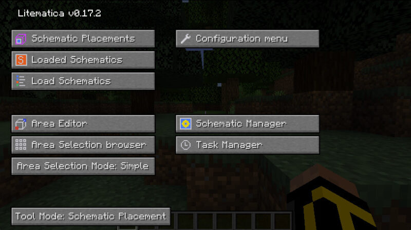 A screenshot of a Minecraft client running Litematica.