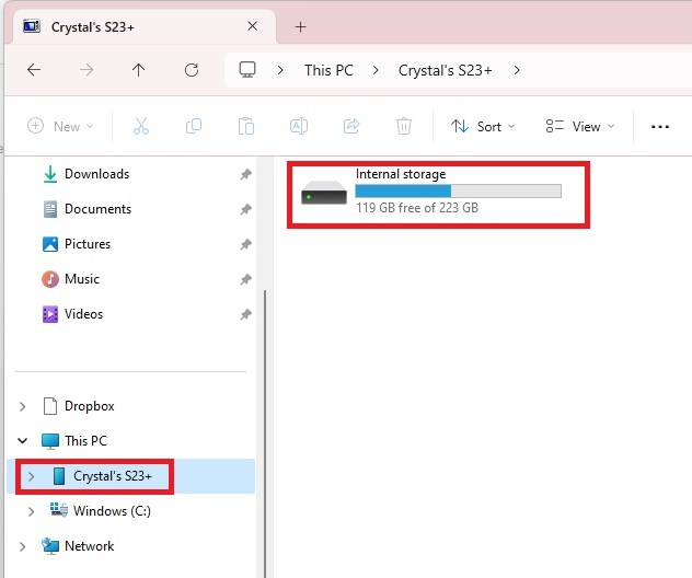 Exploring your Android device on a computer. 