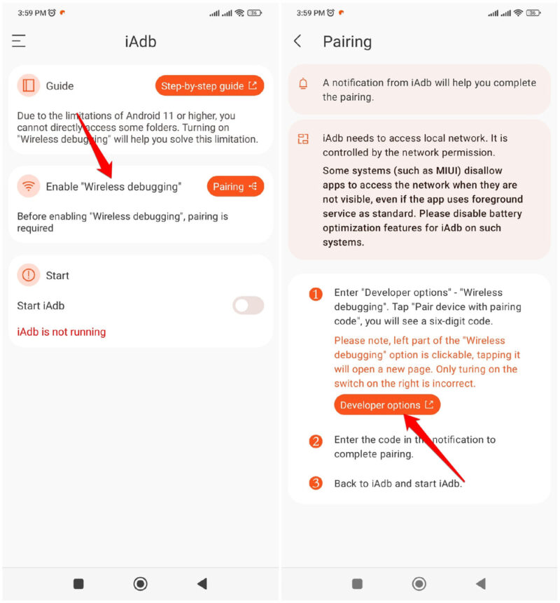 Iadb Enable Wireless Debugging