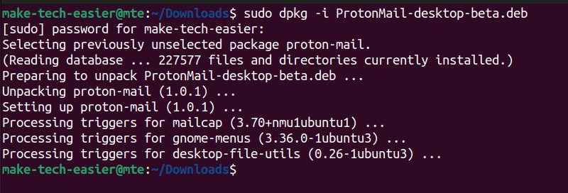 Installation of Proton Mail Desktop App