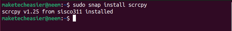 Install Scrcpy using Snap