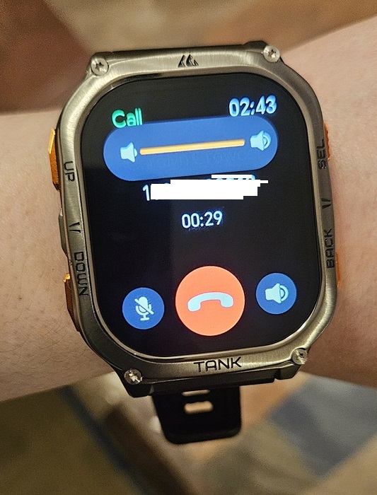 Making a call with Kospet Tank Ultra watch.
