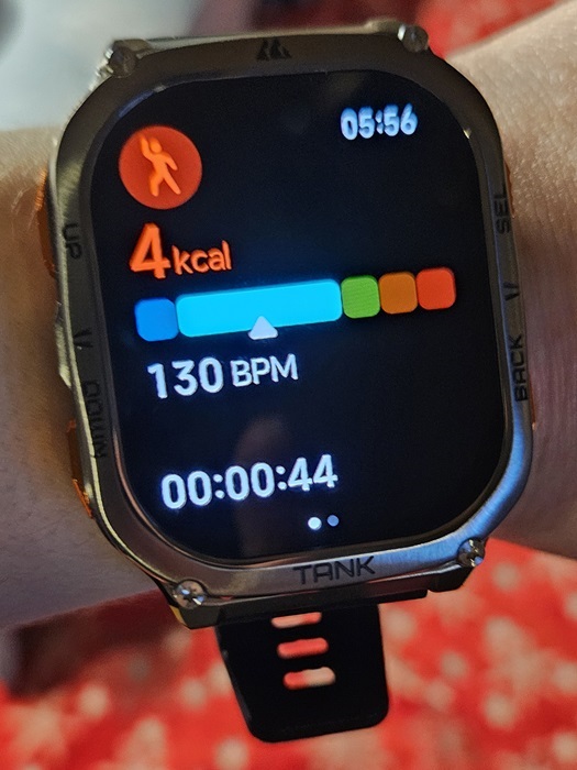 Kospet watch showing activity while dancing.