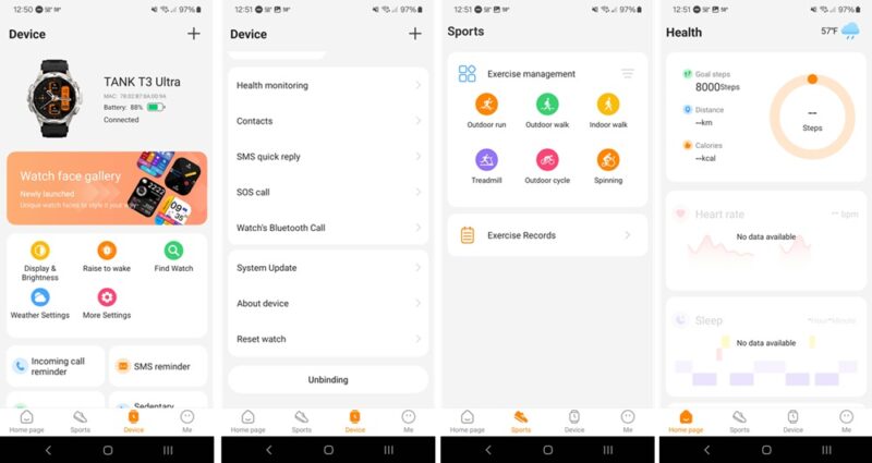 Kospet Fit app screens.