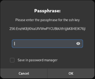 A screenshot of Gnome's GPG password prompt for SSH.