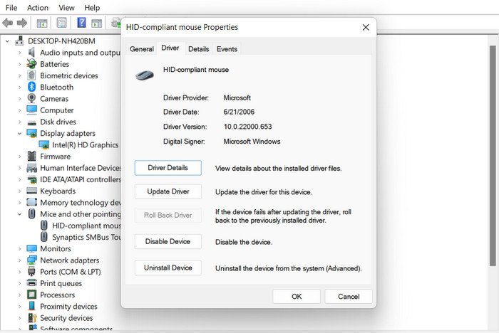 Mouse Driver Properties