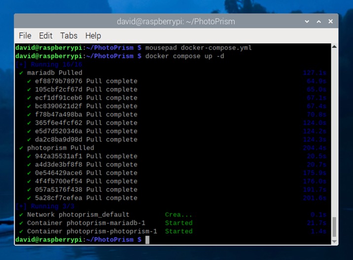 Photoprism Docker Running