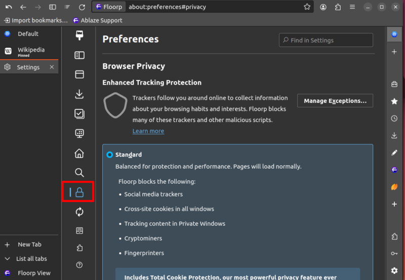tracking protection levels