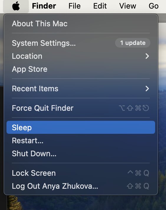 Put Your Mac To Sleep menu