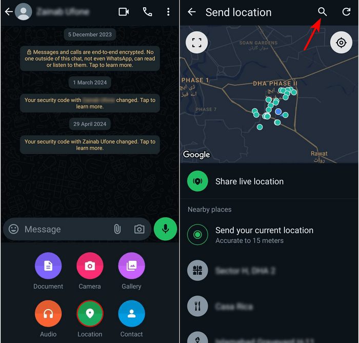 Search For Location On Whatsapp