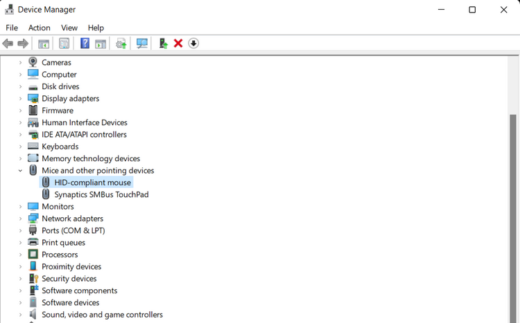 Selecting Mouse In Device Manager