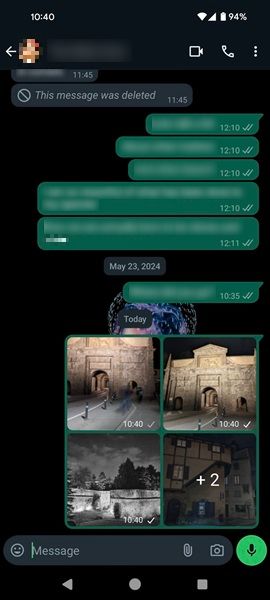 Images appear to have been just sent in conversation via WhatsApp for Android.