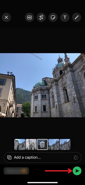 Sharing images in WhatsApp on iPhone via Photos app.