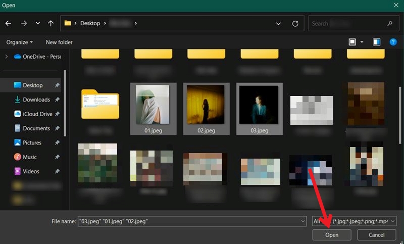 Selecting multiple images to send on WhatsApp on desktop.