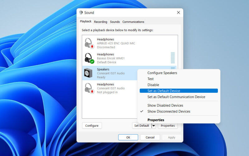 Setting A Default Audio Device
