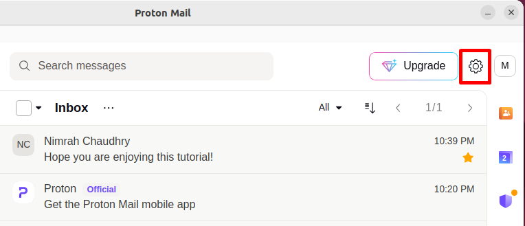 Press the Settings Icon located in the top-right corner of screen