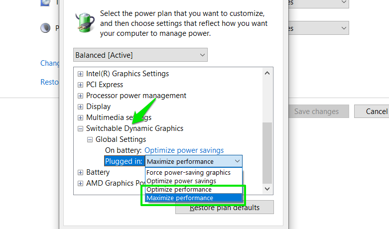 Switchable Dynamic Graphics