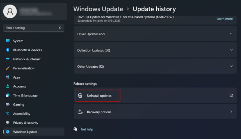 Uninstall Updates In Windows