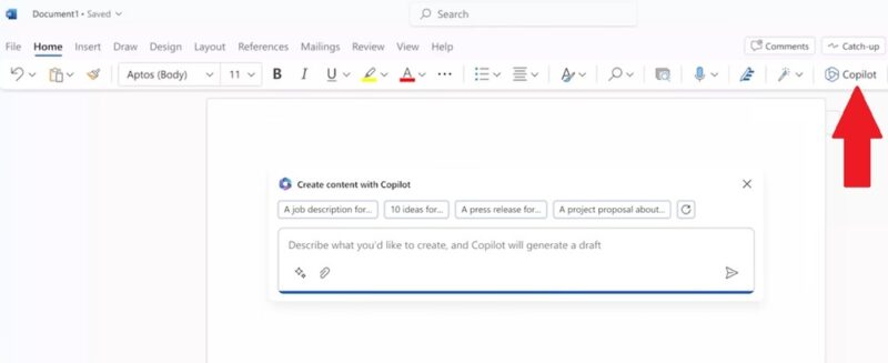 Using Copilot in Microsoft Word.