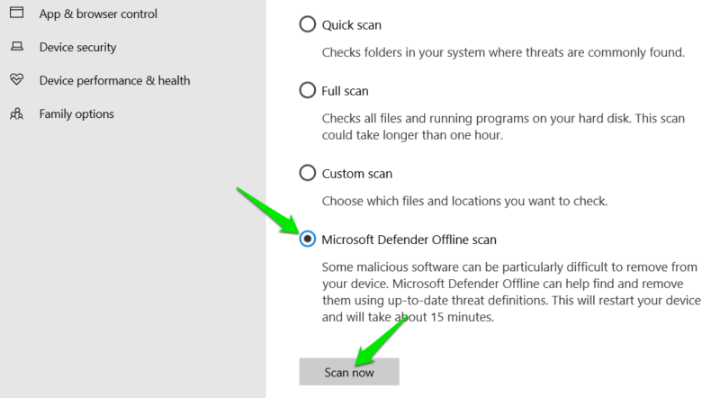 Windows Defender Offline Scan